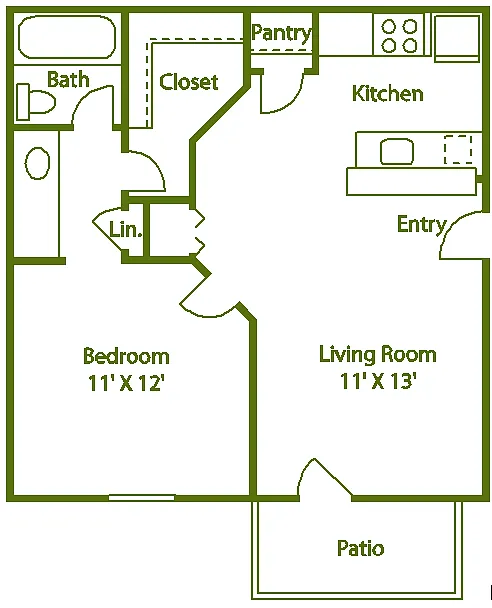 Floor plan 1 bed 1 bath C