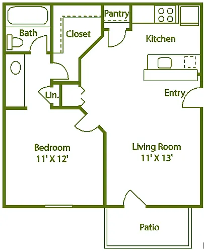 Floor plan 1 bed 1 bath C