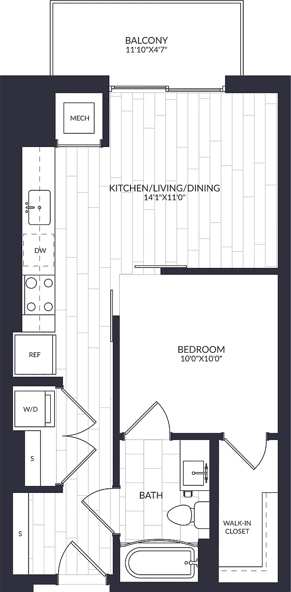 Floor plan 1 Bed/1 Bath-A1-4