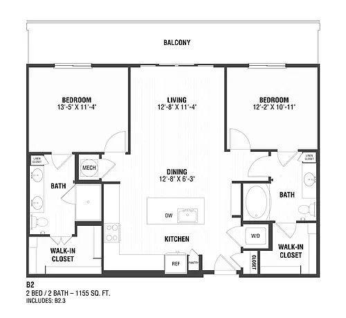 Floor plan 2 Bed/2 Bath