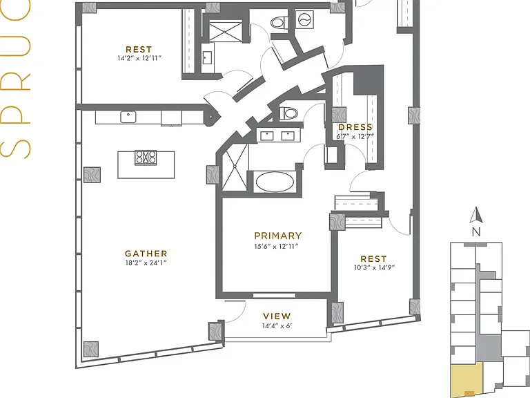 Spruce - 3 BD / 2 BA - 1,999 SF Spruce - 3 BD / 2 BA - 1,999 SF