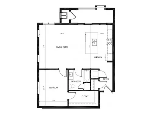Floor plan 1 Bed 1 Bath