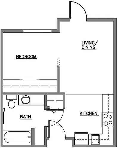 Floor plan 1 Bed 1 Bath