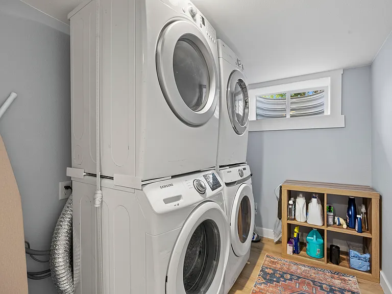 Dedicated washer and dryer - no coin-op, no sharing.
