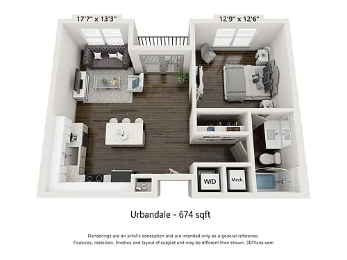 Floor plan Urbandale - 1x1
