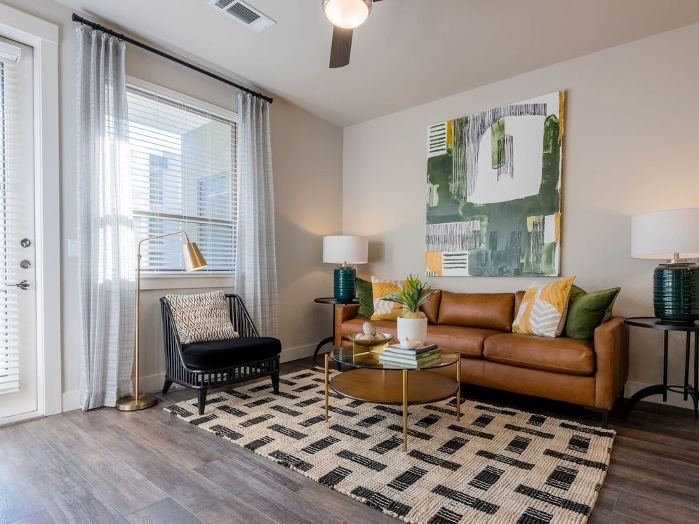 Living room with hard surface flooring