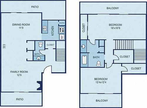 Floor plan B4 - 2BR Townhome