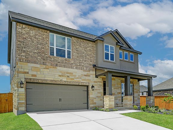 Angled exterior of the Brazos, emphasizing the two-car garage.