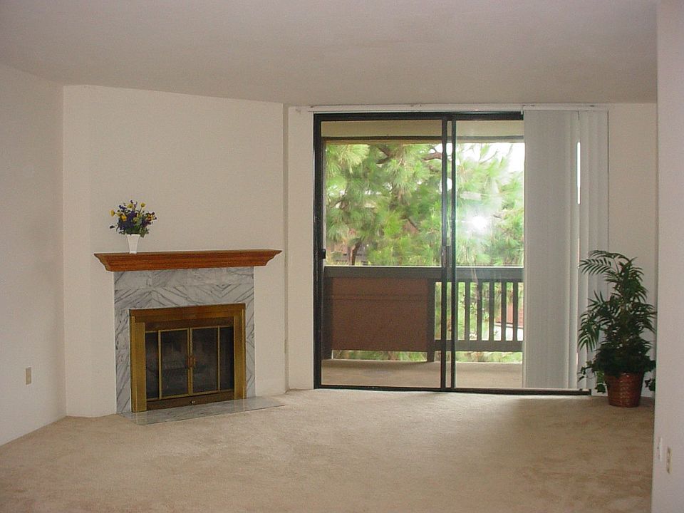 Living room has fireplace