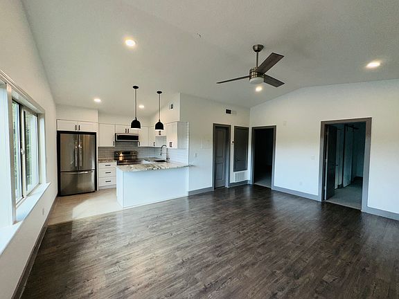 Living room with cathedral ceiling