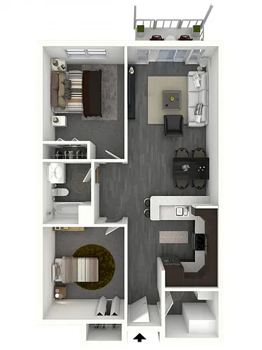 Floor plan 2 Bedroom, 1 Bath