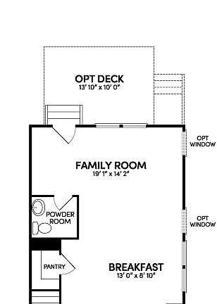 The main level floorplan of the Clayton.