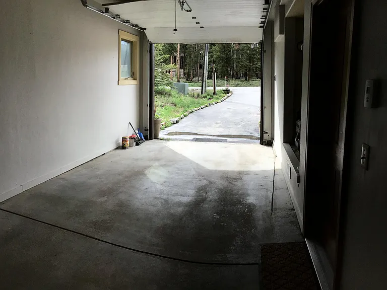 one car garage, heated, and driveway (room for two more cars)