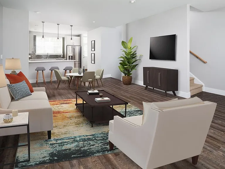 Living and dining areas