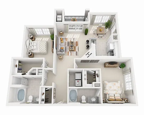 Floor plan Two Bedroom B2D