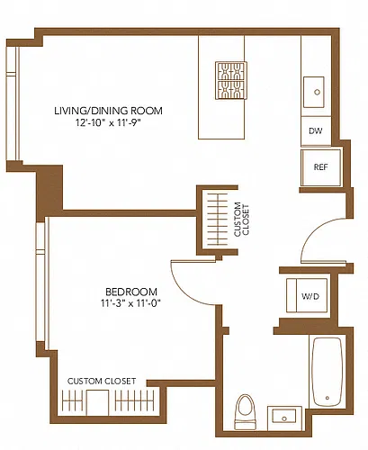 Floor plan 1 Bed 1 Bath