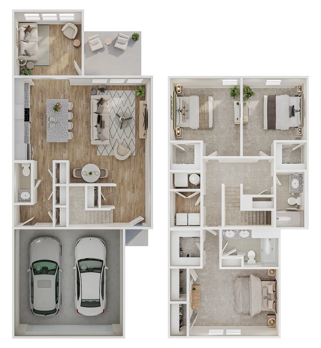 Floor plan 3 Bed/ 2.5 Bath Townhome C Sunroom