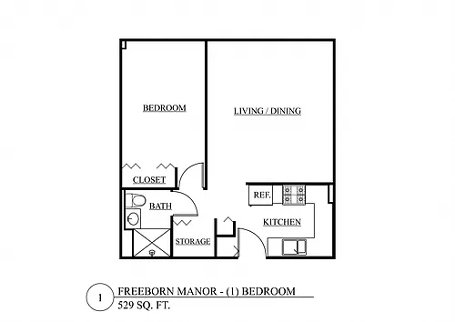 Floor plan One Bedroom A