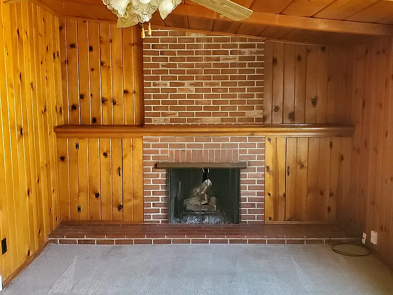 Den with fireplace