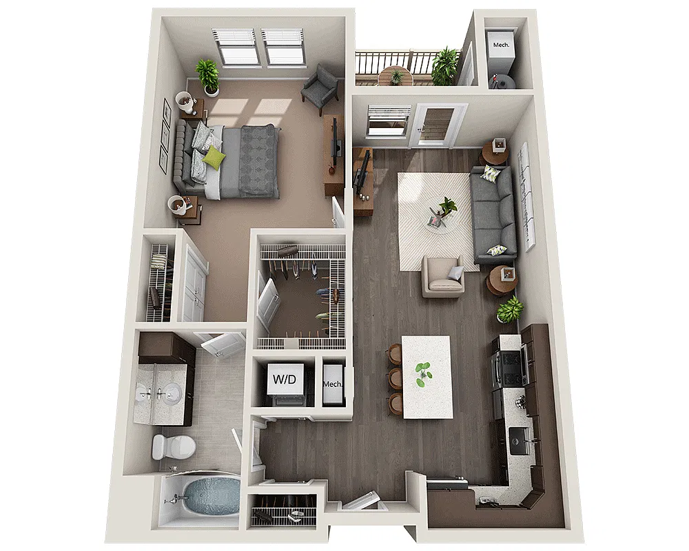 Floor plan One Bedroom A1H