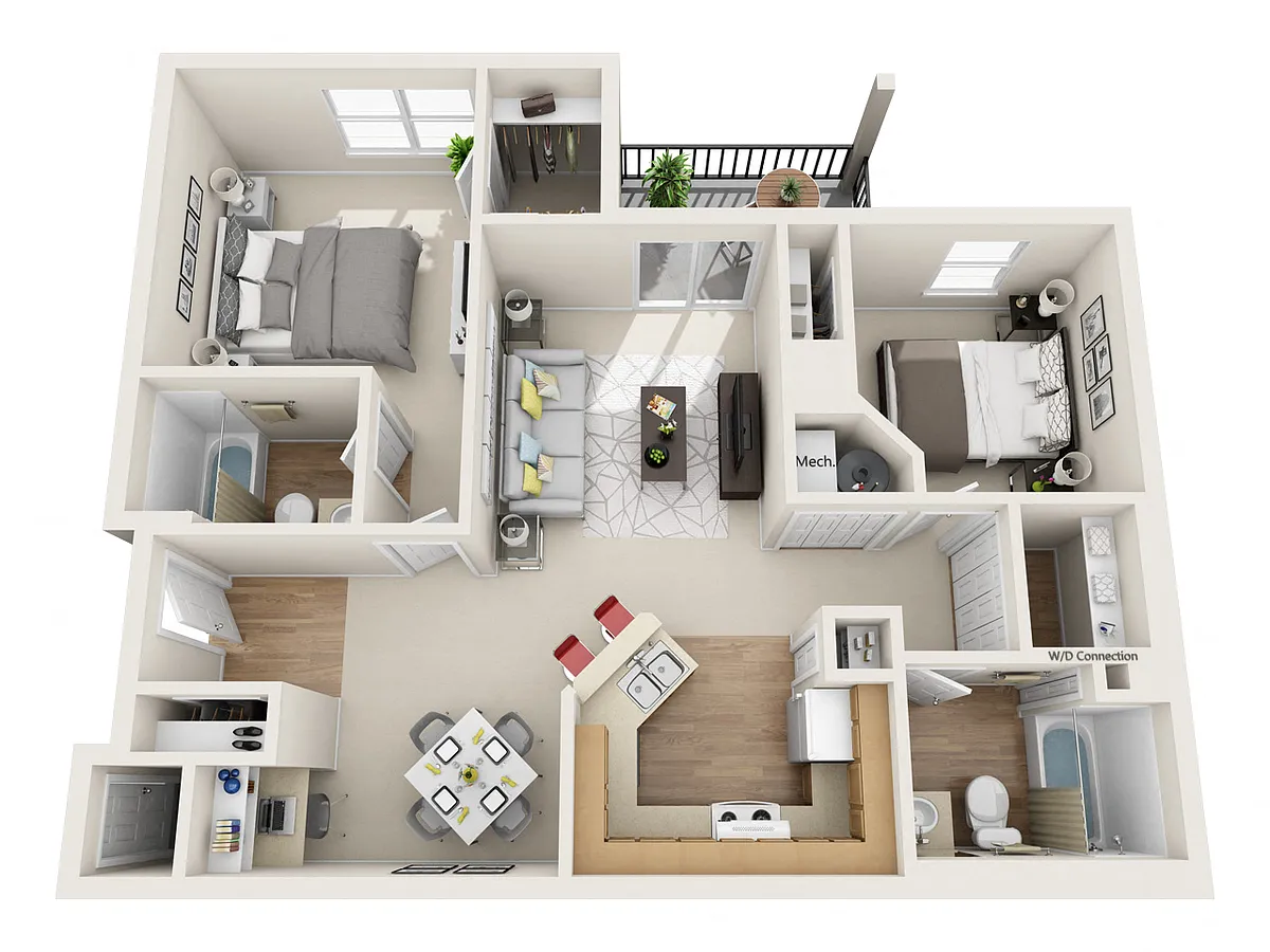 Floor plan Wolf Creek 2 Bedroom 2 Bathroom (I)