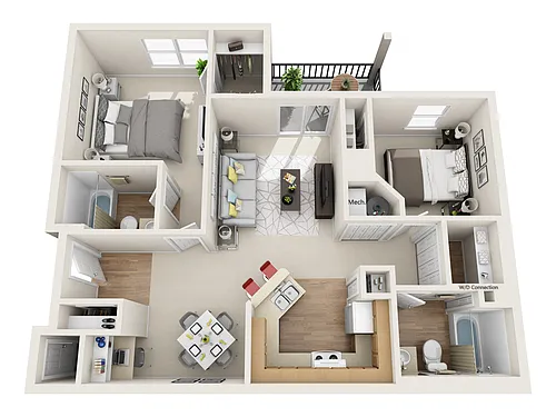 Floor plan Wolf Creek 2 Bedroom 2 Bathroom (I)