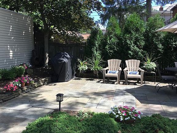 Bluestone patio in backyard