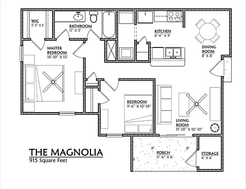 Floor plan B150 - 2 Bedroom, 1 Bathroom
