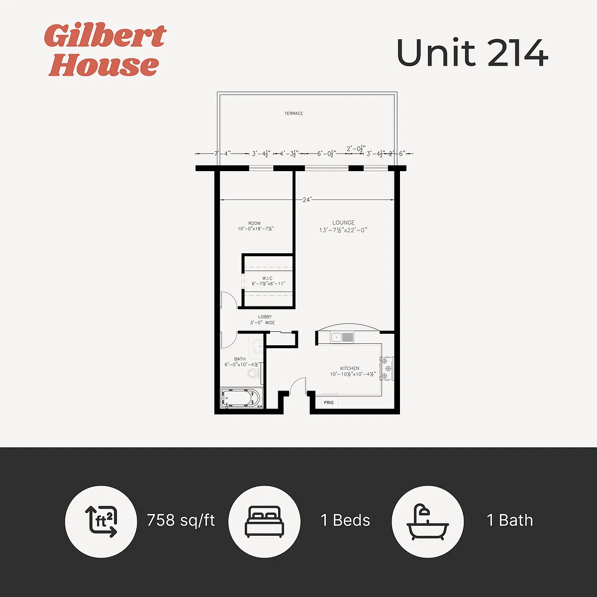 Floor plan 1 Bed 1 Bath M