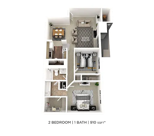 Floor plan Two Bedroom - 910 sqft