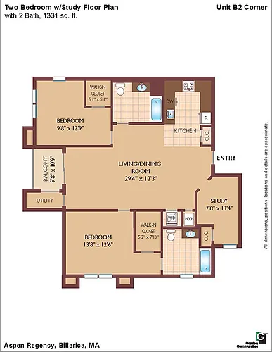 Floor plan $2.37/sq.ft. - Unit B2 and Study Corner