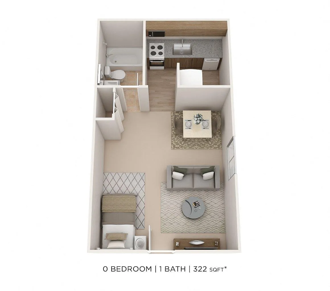 Floor plan Studio - 322 sqft