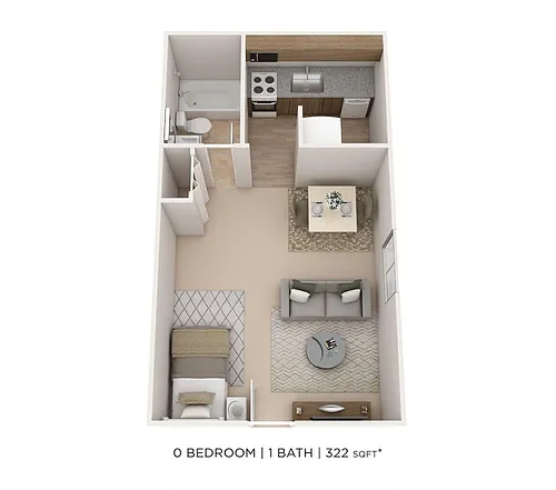 Floor plan Studio - 322 sqft
