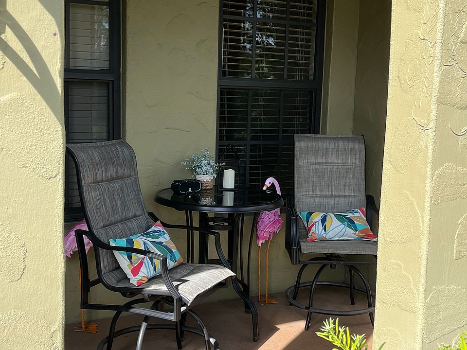 Comfortable porch with sitting for four.
