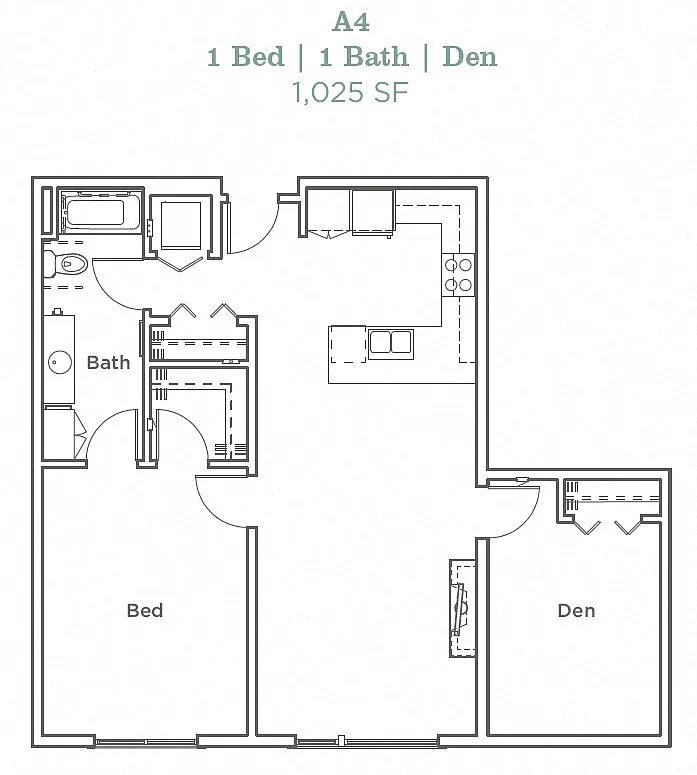 Floor plan One Bedroom Den A4