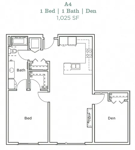 Floor plan One Bedroom Den A4