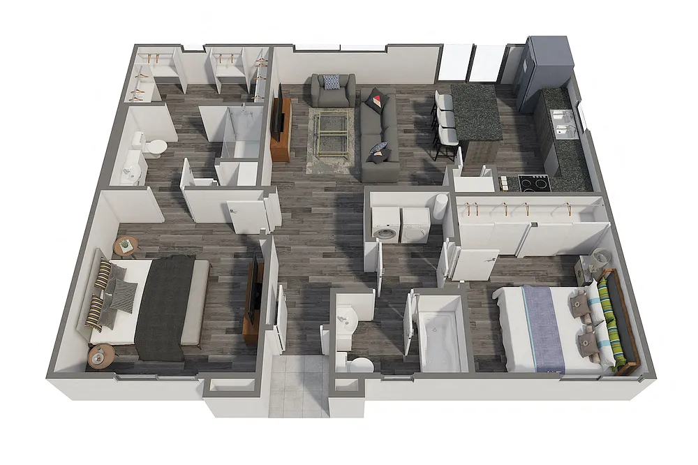 Floor plan 2x2 996 SF