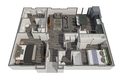 Floor plan 2x2 996 SF