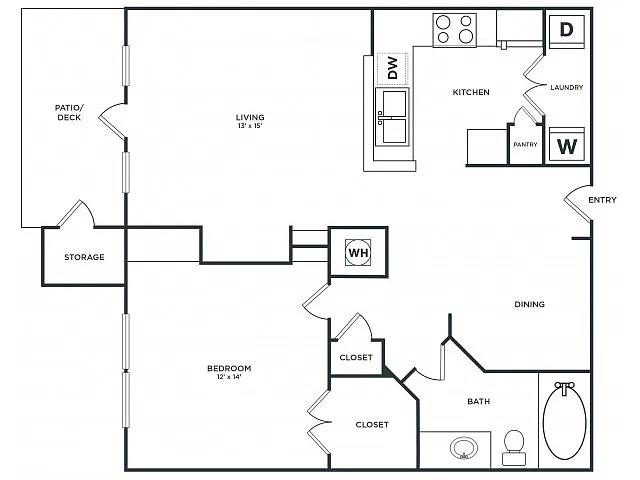 Floor plan A2 (866 SF)