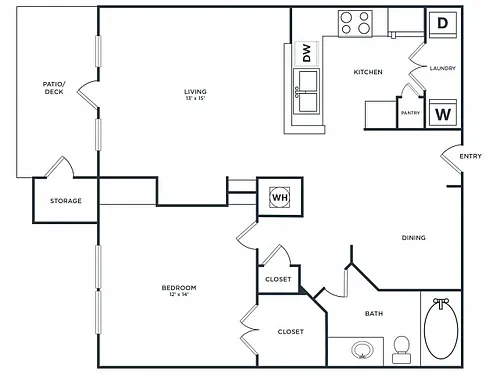 Floor plan A2 (866 SF)