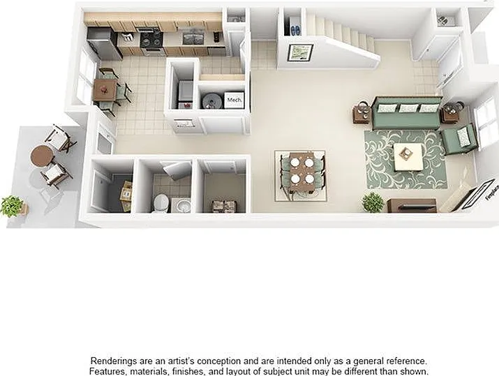 1 Bedroom | 1.5 Bath | 1292 SF 1 Bedroom | 1.5 Bath | 1292 SF