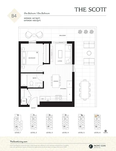 Floor plan 1 Bedroom 1 Bed 1 Bath 7
