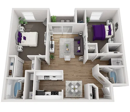 Floor plan 2 Bed 2 Bath 960