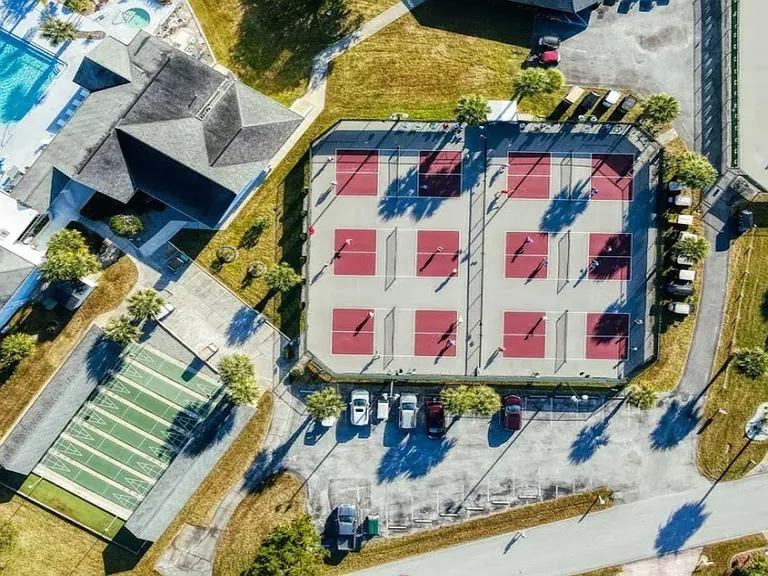 Pickleball courts, Tennis, Pool Shuffle board view