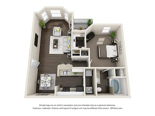 Floor plan Ashford (826 SF)
