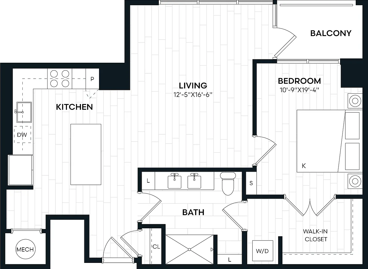 Floor plan 1 Bed/1 Bath-1M ALT