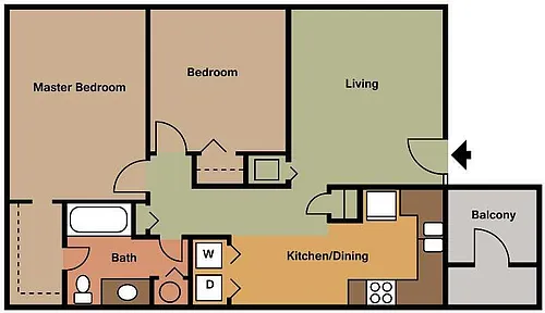 Floor plan 2 bedroom 1 bath