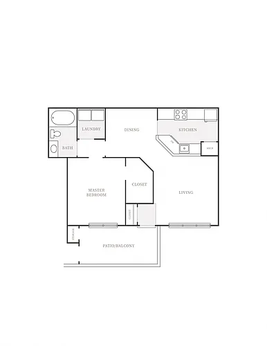 Floor plan 1 Bedroom 1 Bath Deluxe