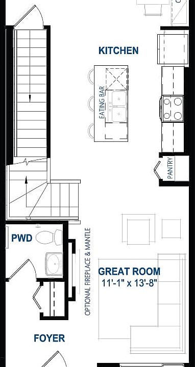 A blackline drawing of the Kendal model by Brookfield Residential