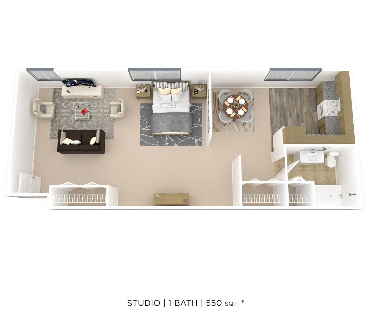 Floor plan Studio- 550 sqft